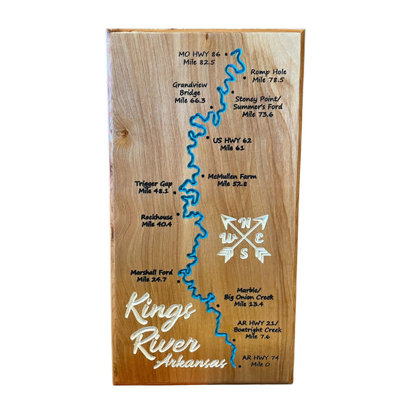 Kings River Wall Map - Wooden