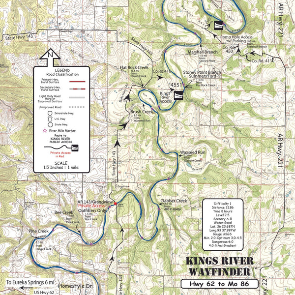 Wayfinder Maps with Grommet - Hwy 62 Bridge to MO 68 - Waterproof