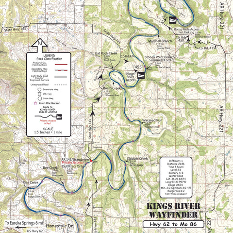 Wayfinder Maps with Grommet - Hwy 62 Bridge to MO 68 - Waterproof
